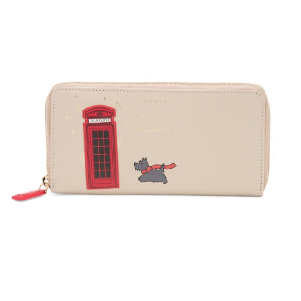 Radley London Christmas Is Calling Large Zip Around Wallet Leather Porcini 8x4x1